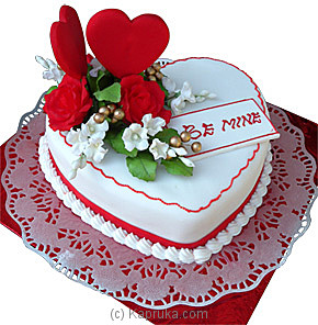 2 Small hearts with 1 Kg heart shape chocolate truffle white icing BE MINE- Flower bouquet delivery in Hyderabad