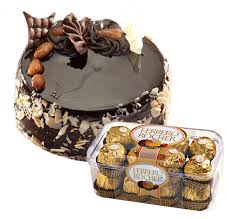Almond Cake 1/2 kg with 16 Ferrero rocher chocolates