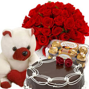 Box of 16 pieces Ferrero Rocher 12 Roses 1/2 kg Cake and Teddy