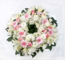 Pink white flowers Funeral Wreath