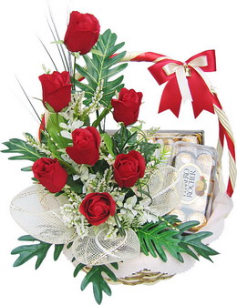 6 Red roses and 16 Ferrero rocher chocolates