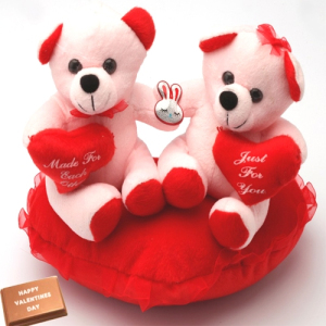 6 inches valentine heart with 2 Teddies
